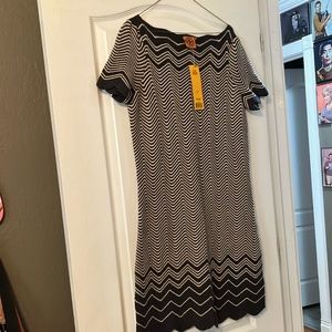 Tory Burch Kent dark grey striped sweater dress NEW! size large